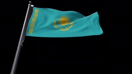 Realistic Waving Flag of Kazakhstan Seamless Loop