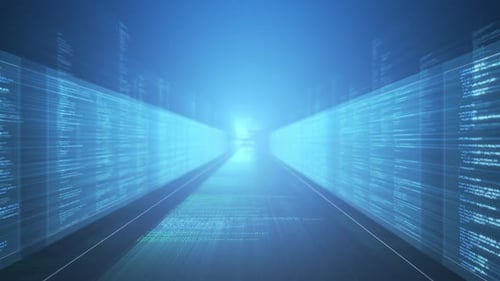 Futuristic Digital Code Tunnel Data Stream Background