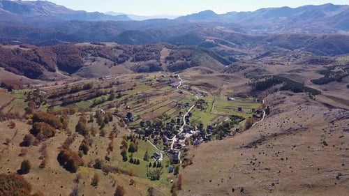 The Village Landscape In Mountains