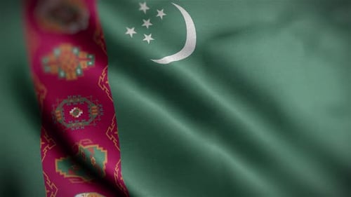 Realistic Waving Turkmenistan Flag Loop