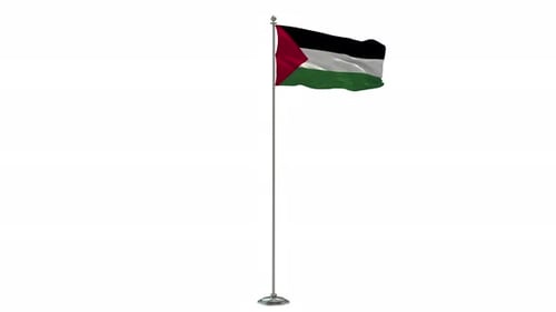 Palestine Flag Waving Animation on Pole