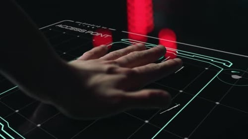 Hand Scanner Identifying User Login Allowing Futuristic System Access Closeup