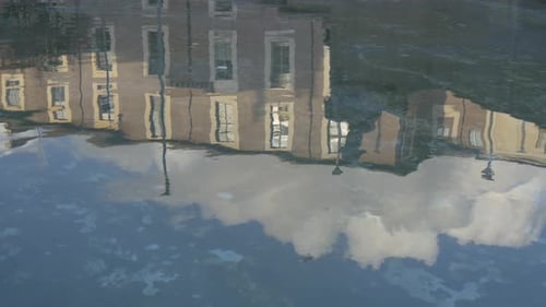 Building reflected in the water