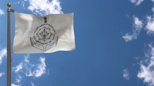 Government of Goa Flag Waving Against Blue Sky
