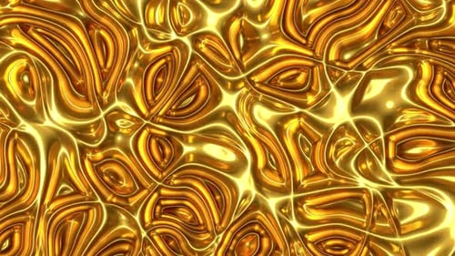 Abstract Golden Liquid Metal Fluid Motion Background