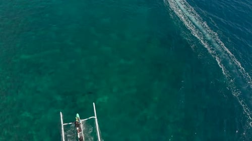 Aerial Shot of a Fishing Boats That Bring Divers To the Diving Spots on a Tropical Island