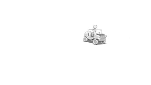 Character Driving Car in Sketch Style Animation