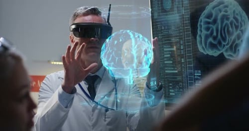 Doctor Explaining with VR Headset
