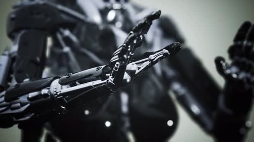 Futuristic Robotic Arm Hand Grasping Movement Animation