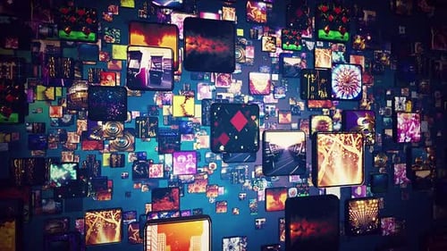Dynamic Digital Wall of Abstract Video Screens