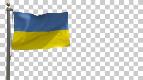 Realistic Ukrainian Flag Waving on Alpha Channel Loop