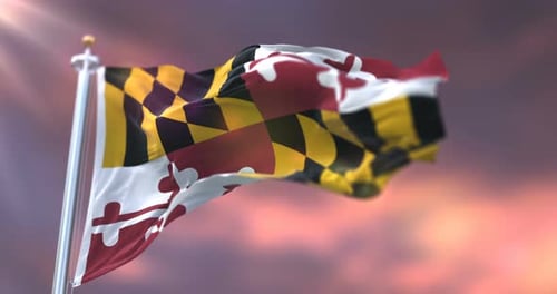 Realistic Maryland State Flag Waving Animation