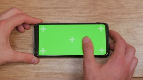Hand Swipe Smartphone Green Screen