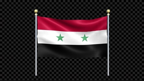 Realistic Syria Flag Waving Animation with Alpha Channel