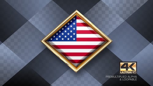 Golden Framed USA Flag Emblem Spin Animation
