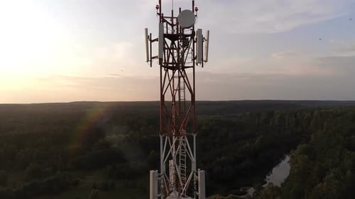 Aerial View of the Mobile Cellular Telecom Tower