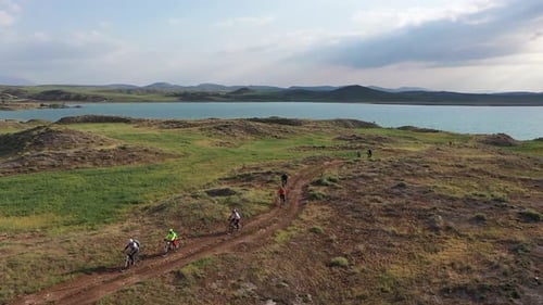 Bike Tour By The Lake On Aerial View 3