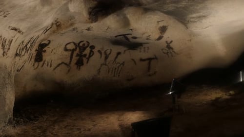 RABISHA, BULGARIA - OCTOBER 16, 2017 Detailed prehistoric wall paintings of Magura cave older than 7