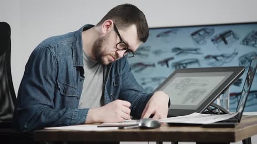 Ein talentierter Industriedesigner skizziert ein Auto