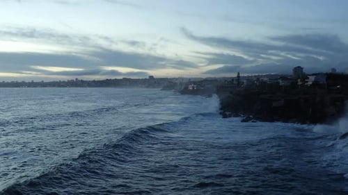 Amazing sunset coast view over Cascais bay in Portugal.