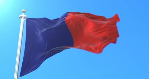 Smooth Bicolor Flag Waving Against Clear Blue Sky