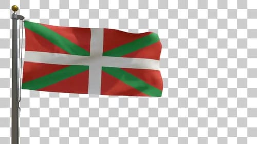 Waving Basque Country Flag Animation on Alpha Channel