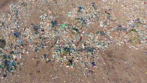 Aerial View of Landfill Site Full of Garbage