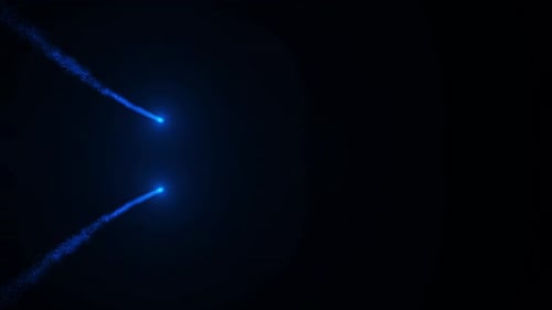 Blue glowing magic particles trail abstract animation.