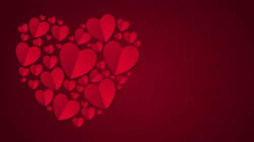 Animated Red Paper Hearts Forming a Large Heart for Love and Celebrations