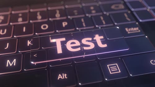 Futuristic Computer Keyboard and Transparent Test Key