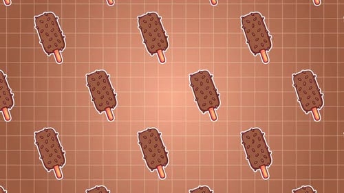 Animated Chocolate Ice Cream Bar Pattern Background Loop
