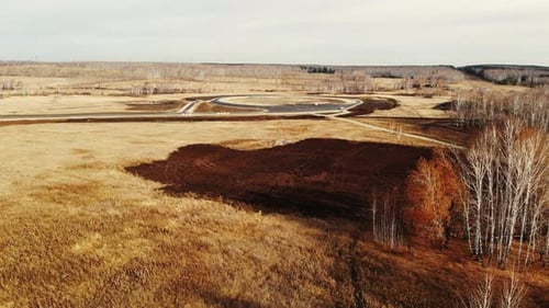 Aerial View of Completion of Road Construction of Testing Ground for Cars