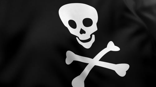 Jolly Roger Skull and Crossbones Flag Waving