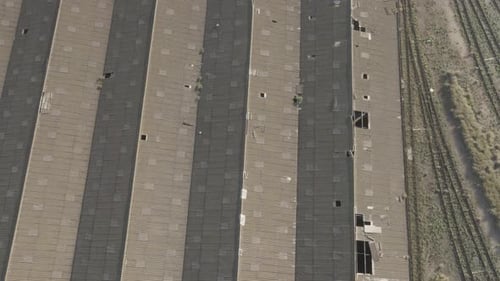 Drone Flying Over Abandoned Warehouse
