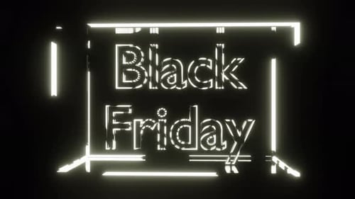 Glowing Black Friday Text in Rotating Neon Box