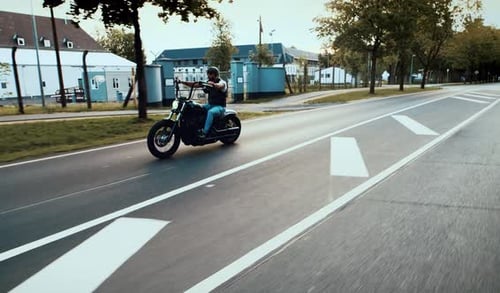 Motorcycle on Empty Road, Road Trip