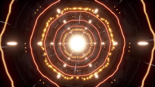 Orange Light Tunnel Warp Effect 4K 01