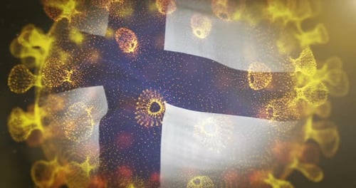 Abstract Waving Cross with Glowing Medical Particles