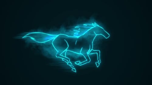 Glowing Neon Running Horse Animation