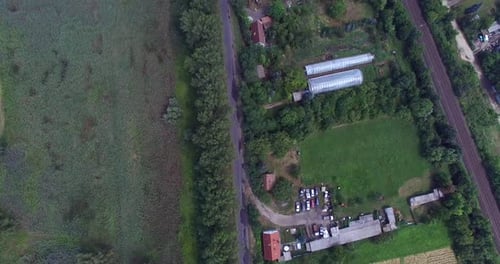 Birds Eye View of Rural Green Landscape