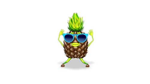 Pineapple Jumping Loop on White Background