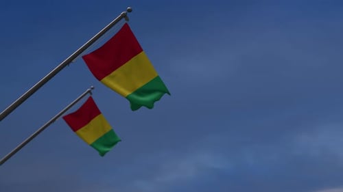 Guinea-Flaggen im blauen Himmel - 4K