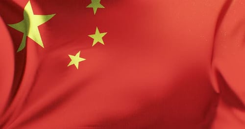 China National Flag Waving in Realistic Fabric Motion