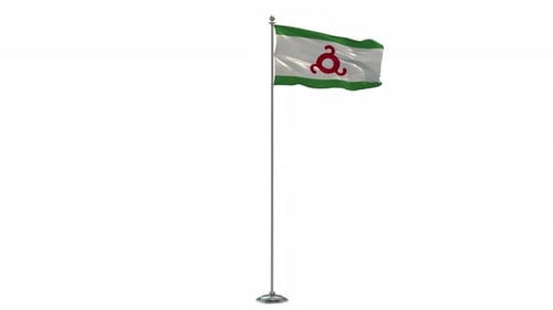 Ingushetia Flag Waving on Pole with White Background