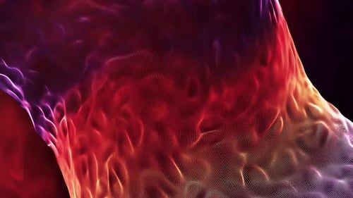 Abstract rotating liquid vortex of red and purple colors, seamless loop