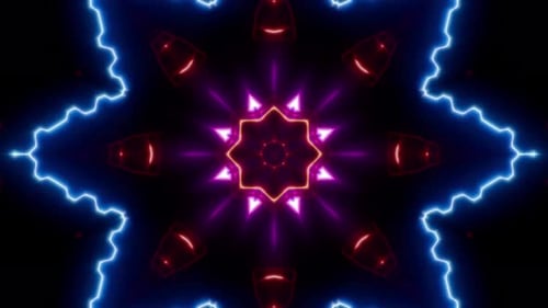 Electric Neon Shapes And Red Light Background 4K Loop 02