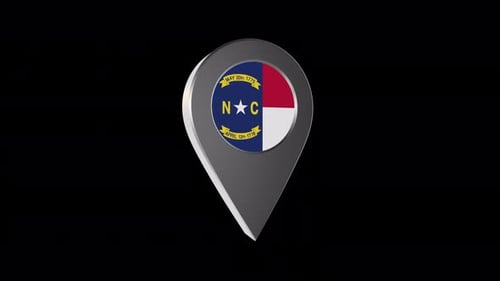 3D Rotating North Carolina State Flag Map Pin