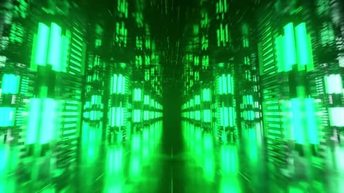 A Long Futuristic Corridor with a Technological Interior