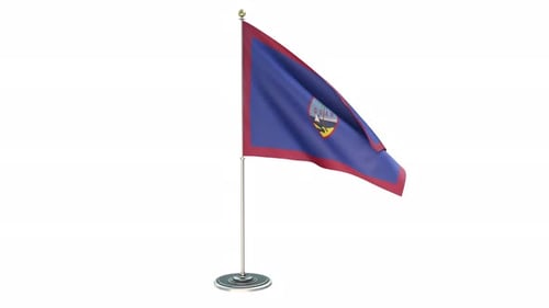 Guam Flag Waving on Table Stand Realistic 3D Animation