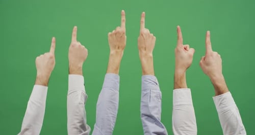 Hands Pointing Up on Green Screen